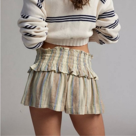 URBAN OUTFITTERS KIMCHI BLUE HIGH RISE LINEN ARIA MICRO SHORT SKORT LARGE NEW - Picture 7 of 14